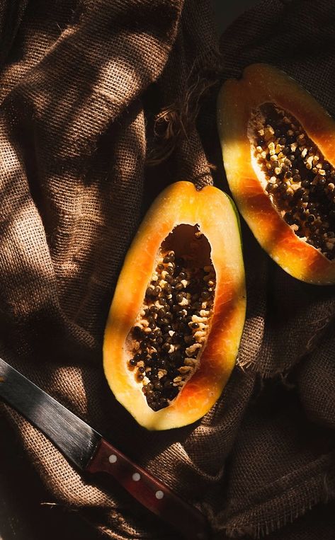 Harsh Light Photography, Papaya Photography, Food Staging, Moody Food Photography, Date Night Dinners, Restaurant Photography, Farm Photography, Moody Photography, Fine Dining Recipes