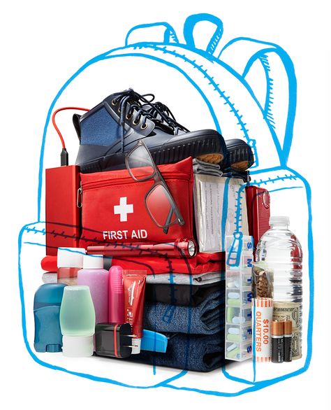 http://www.aarp.org/health/healthy-living/info-2017/packing-your-emergency-preparedness-kit-fd.html Packing Emergency Bag, Emergency Kit Bag, Go Bag Emergency, Bag Pack, Go Bag, Emergency Bag Disaster Preparedness, Emergency Go Bag, Emergency Survival Kit, Emergency Binder