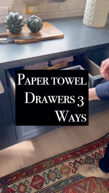 Kitchen Paper Towel Drawer, Paper Towel Holder Drawer, Paper Towel In Drawer, Paper Towel Storage Kitchen, Paper Towel Drawer Kitchen Storage, Paper Towel Cabinet Drawer, Paper Towel Drawer Kitchen, Built In Paper Towel Holder, Paper Towel Storage Ideas