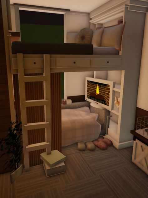 Cozy Aesthetic Bloxburg House, Small Bloxburg House Interior, Bloxburg Cozy Room Ideas, Welcome To Bloxburg Kitchen Ideas, 2 Person Bedroom Bloxburg, Aesthetic House Ideas Bloxburg, Bloxburg Aesthetic Room Ideas, Bloxburg Room Ideas Bunk Bed, Bloxburg Flat Ideas