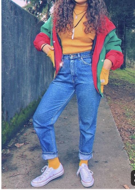 Orange And Jeans Outfit, School Vintage Outfits, Penny Tovar, 90s Vintage Outfits, Classy Outfits For Teens, 80s Inspired Outfits, Outfits For Teens For School, Look 80s, 80s Outfit