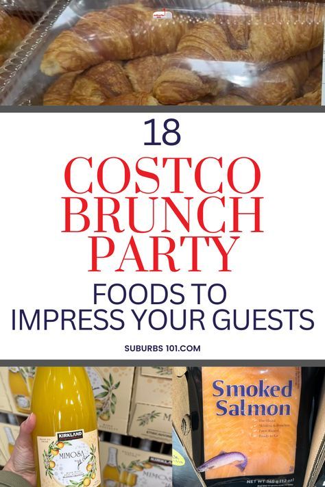 Are you planning a brunch party? Looking for brunch party foods that is affordable yet will impress your guests? Head to Costco to buy affordable breakfast party foods for your brunch buffet table that will feed a crowd. From smoked salmon to mimosas to croissants- these brunch party foods are sure to be crowd pleasers. Continental Brunch Buffet Ideas, Intimate Brunch Party, Bridal Party Brunch Food, Coffee Bar Ideas Brunch Party, 3rd Birthday Brunch Ideas, Cheap Brunch Food, Brunch Entertaining Ideas, Wedding Party Brunch Ideas, Brunch For 20 People