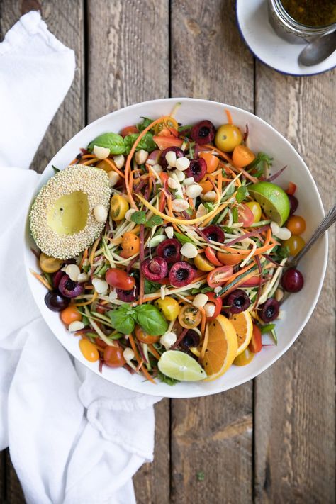 Zesty Veggie Noodle Salad Pasta And Salad, Veggie Noodle, Chinese Lemon Chicken, Vegetable Noodle, Healthy Veggie, Citrus Vinaigrette, Vegetable Noodles, Healthy Vegetable, Herb Cheese