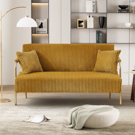 Upholstery Sofa, Gold Sofa, Salon Suites Decor, Living Room Apartment, Small Couch, Comfortable Couch, Living Room Lounge, Small Space Living Room, Room Apartment