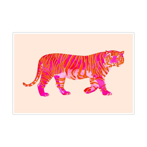 PRICES MAY VARY. 【Funky Pink Wall Art】Size is 16x24 inchs (approx. 40x60cm). Immerse yourself in the wild beauty of nature with our pink tiger maximalist decor. Embodying the bold and adventurous spirit of the jungle, this stunning piece infuses your space with preppy elegance and wild glamour. With bold strokes and lively colours, tells the story of a free-roaming ferocious soul. Since the frame is not included, The 1cm white margin on each side allows you to easily DIY a frame that fits your t Dorm Pictures, College Dorm Apartment, Girly Bedroom Decor, Preppy Prints, Apartment Painting, Tiger Artwork, Apartment Wall Decor, Tiger Wall Art, Tiger Canvas