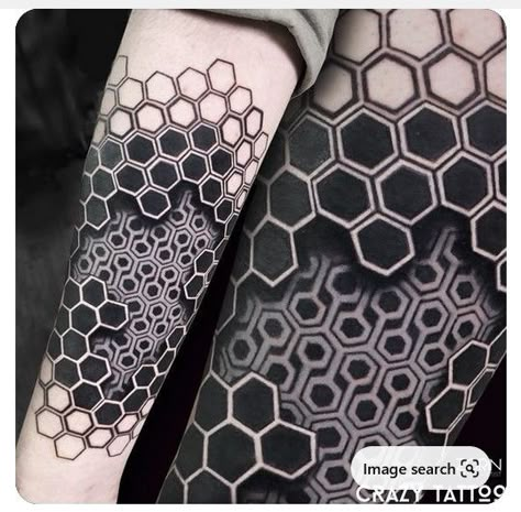 Tato Geisha, Geometric Tattoo Sleeve Designs, Hexagon Tattoo, Geometric Tattoo Pattern, Cyberpunk Tattoo, Geometric Sleeve Tattoo, Optical Illusion Tattoo, Forearm Band Tattoos, Tattoo Background