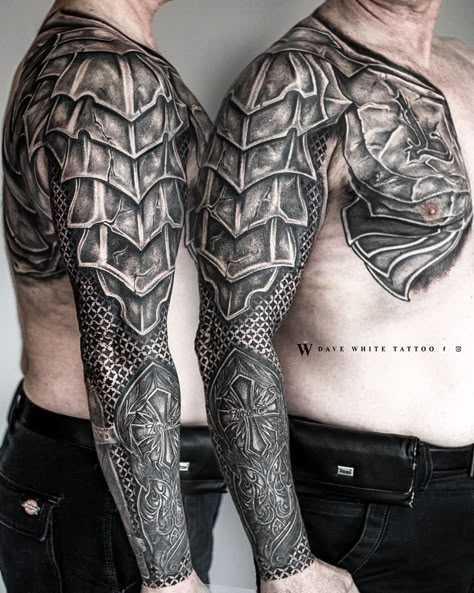 Arm Armor Tattoo, Armor Sleeve Tattoo For Men, Shoulder Armor Tattoo Design For Men, Armour Sleeve Tattoo, Medieval Armor Tattoo, Celtic Armor Tattoo, Gladiator Armor Tattoo, Armor Forearm Tattoo, Armour Tattoo Design