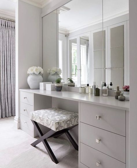 All Posts • Instagram Wardrobe Design With Dressing Table, Master Dressing Room, Dressing Table Mirror Design, Dressing Room Decor, Dressing Table Design, Extra Bedroom, Green Acres, Bedroom Closet Design, Dressing Rooms