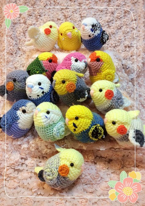 Birds of a feather!!! Crocheted Birds, Bird Amigurumi, Motifs Granny Square, Crochet Birds, Pola Amigurumi, Kawaii Crochet, Crochet Animal Patterns, Crochet Toys Patterns, Crochet Patterns Amigurumi