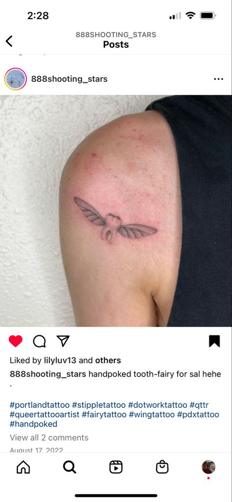 Tooth With Wings Tattoo, Tooth Fairy Tattoo Ideas, Tooth Fairy Tattoo, Tooth With Wings, Fairy Wing Tattoos, Portland Tattoo, Tooth Tattoo, Human Teeth, Wing Tattoo