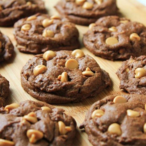 Peanut Butter Chip Chocolate Cookies Recipe | Allrecipes Cookie Base Recipe, Peanut Butter Chip Cookies, Healthy Peanut Butter Cookies, Drop Cookie Recipes, Cookies Healthy, Chocolate Cookie Dough, Recipes Chocolate, Best Peanut Butter, Chocolate Cookie Recipes