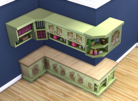 Sims 4 Apothecary Cc, Sims 4 Cottage, Counter Island, Computer Nerd, Computer Science Degree, Sims Ideas, Butlers Pantry, Full Kitchen, Sims 4 Build