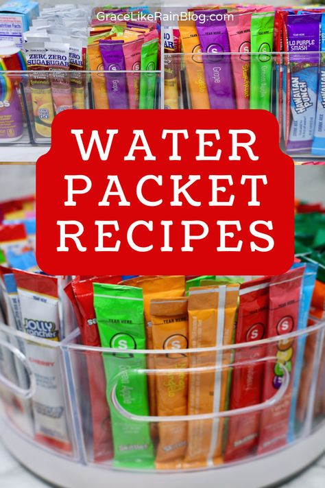 Organizing Water Flavor Packets, Sonic Ocean Water Packet, Tigers Blood Water Recipe, Flavored Water Packets Storage, Flavor Water Packets, Water Flavors Packets, Flavored Water Station, Water Flavor Packet Combinations, Zero Sugar Water Recipes