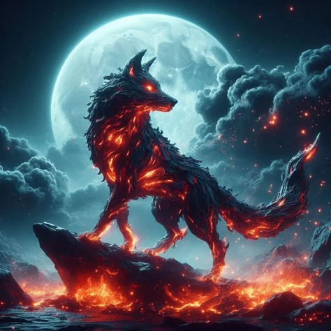 Cool Mythical Creatures, Wolf Goddess, Powerful Creatures, Fantasy Wolves, Magic Animals, Magical Beasts, Dark Wolf, Hero Forge, Mythical Animals