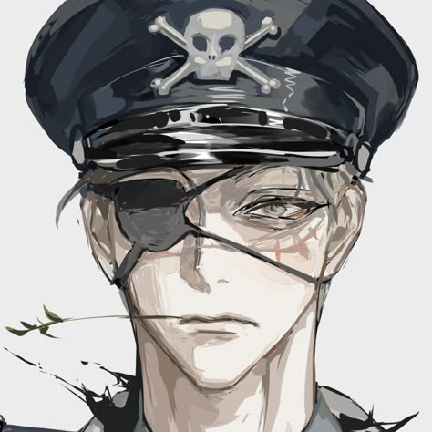 Guy With Mask Drawing, Character With Bandages, Oc With Eyepatch, Character With Eyepatch, Eyepatch Character Design, Eyepatch Drawing, Eyepatch Design, Eye Patch Drawing, Soldier Oc