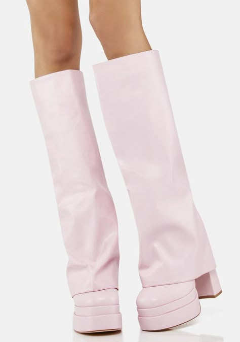 Pink Knee High Boots, Foldover Boots, Pretty Boots, Y2k Boots, Kpop Clothes, When One Door Closes, Boots Combat, Fashion Shoes Heels, Shoes Outfit Fashion