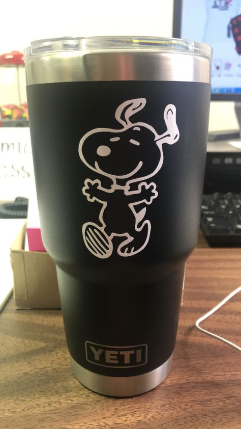 For those Snoopy obsessed fans! #DancingSnoopy Snoopy Dance, Yeti Cup Designs, Cup Decals, Snoopy Wallpaper, Yeti Cup, Cup Decal, Cup Designs, Cup Ideas, Cup Design