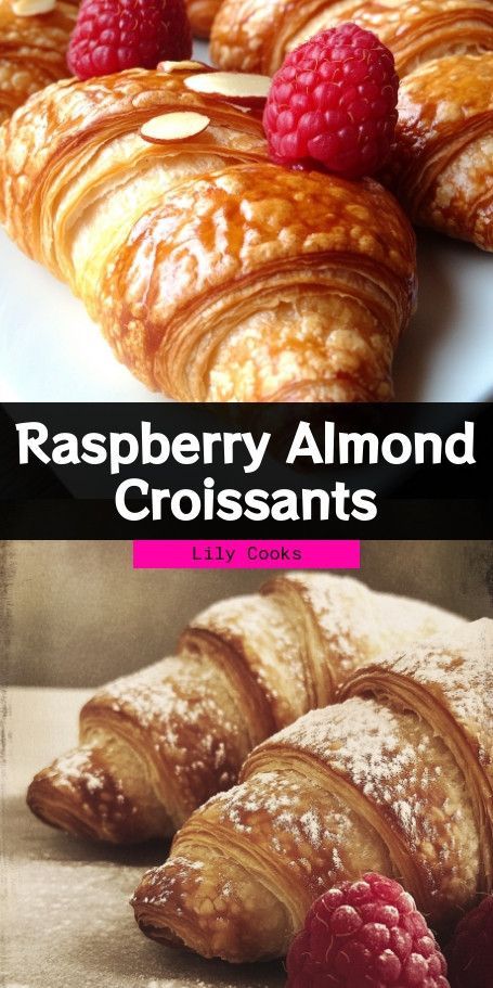 Raspberry and Almond Croissants: A Delectable Fusion of Flaky Pastry and Sweet Fruit Indulge in the perfect balance of flaky puff pastry, tart raspberries, and crunchy almonds with our Raspberry and Almond Croissants recipe. Easy to make and sure to impress, these delightful treats are perfect for brunch or a sweet treat any time of day! Discover the joy of homemade pastries today! Recipes Using Croissants, Brunch Pastries, Croissants Recipe, Almond Croissants, Puff Pastry Tart, Croissant Recipe, Almond Croissant, Raspberry Almond, Raspberry Recipes