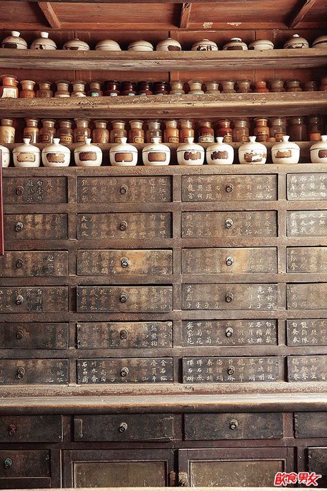 In the need for some inspiration? Take the best that the chinese culture has to offer and find out some interior design ideas for your projects! Great decor ideas! Chinese Medicine Cabinet, Chinese Apothecary, Herbalist Shop, Chinese Cabinet, Ancient Chinese Architecture, Chinese Interior, Chinese Element, Chinese Herbs, Japanese Sake