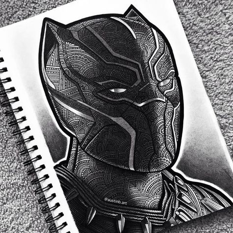 intricate and detailed mandala drawing Face Mandala Art, Black Panther Mask Drawing, Black Panther Drawing Marvel, Black Panther Pencil Drawing, Black Panther Coloring Pages, Face Mandala, Black Panther Wakanda Forever Drawing, Detailed Mandala, Mandala Drawings