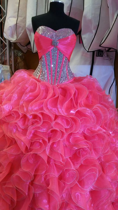 Quinceañera dress 2000s Quinceanera, Mcbling Quince, Simple Fashion Quotes, Pink Quince Nails, Hot Pink Quinceanera Dresses, Quince Nails, Pink Quince, Prom Dress 2013