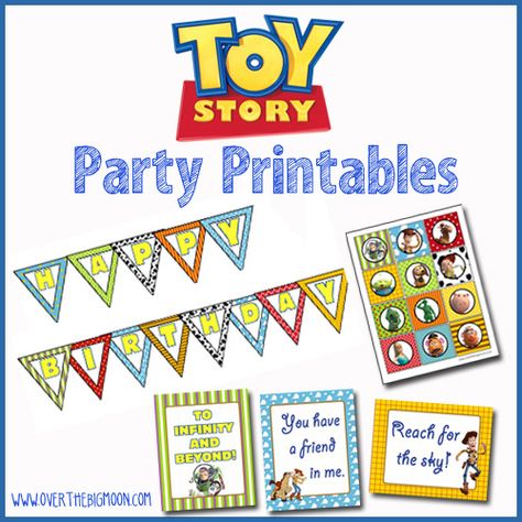 FREE Toy Story Party Printables - Bunting, 3 Printables Posters and Cupcake Toppers! Toy Story Party Printables, Toy Story Printables, Buzz Lightyear Party, Toy Story Baby, Toy Story Theme, Big Moon, Trendy Toys, Toy Story Birthday Party, Free Toys