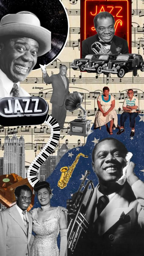 #louisarmstrong #jazz #jazzmusic #music #songs #armstrong #records #songs #stars #blacknwhite #blackaesthetic #whiteaesthetic Records On Wall Aesthetic, Big Band Jazz, Iphone Wallpaper Classy, Jazz Poster, Jazz Art, Music Collage, Vintage Advertising Posters, Ella Fitzgerald, Band Wallpapers