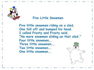 Rockin' with The Five Little Snowmen song and song chart Five Little Snowmen, Snowman Song, Santa Songs, Preschool January, Outdoor Preschool, Snowman Songs, Toddler Songs, Forest Classroom, Stroller Strides