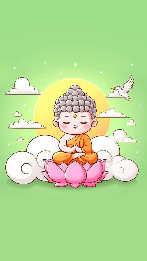 Budha Cute Drawing, Cute Buddha Painting, Cute Buddha Wallpaper, Cute Buddha Drawing, Buddha Doodle Art, Cute God Drawing, Hindu God Sketch, Buddha Cartoon, Buddha Illustration