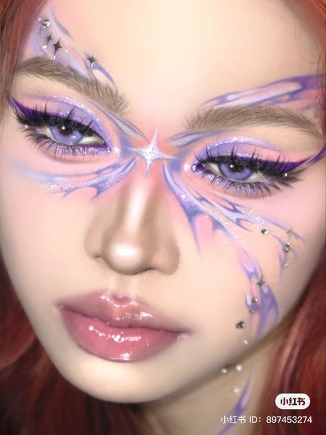 Cute Eye Makeup, Rave Makeup, Purple Makeup, Ethereal Makeup, Unique Makeup, Eye Makeup Designs, Dope Makeup, Fancy Makeup, Creative Eye Makeup