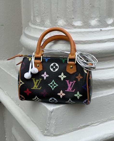 What Goes Around Comes Around on Instagram: "Our forever favorite mini bag 🖤⁠ ⁠ Takashi Murakami x LV Black Monogram Multicolore Speedy Mini" Lv Murakami, Takashi Murakami Louis Vuitton, Louis Vuitton Takashi Murakami, Handbag Inspiration, What Goes Around Comes Around, Louis Vuitton Black, Takashi Murakami, Lady Dior Bag, Lv Bag