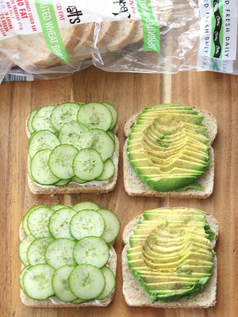 Avocado Lunch Recipes, Avocado Lunch, Avocado Health Benefits, Avocado Sandwich, Cucumber Avocado, Havarti, Cucumber Sandwiches, Veggie Sandwich, Healthy Sandwiches