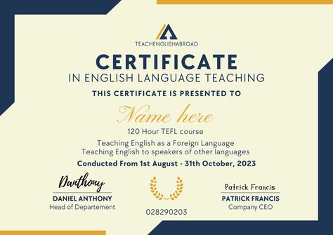 TEFL (Teaching English as a Foreign Language) A TEFL certification can open up doors to new career opportunities, both in the education sector and beyond. In the personalization box, put the following info to be produced/printed on the Diploma: 1) NAME of the person receiving a certificate. 2) DATE of completion (month/day/year). Your personalized order will be produced and shipped within 2-3 days of purchase. Thanks!!! Foreign Language Teaching, English Language Course, Basic Anatomy And Physiology, Diploma Certificate, Work Online, English Language Teaching, Language Courses, Foreign Language, Language Teaching