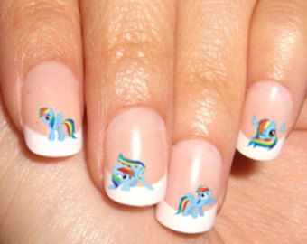 My Little Pony Rainbow Dash Nail WaterSlide Transfer Decal Art Nail Image Rabbit Nails, Rabbit Nail Art, Disneyland Nails, Sofia Princess, Kids Nail Designs, Dragon Claws, Cow Nails, French Manicures, Dragon Claw