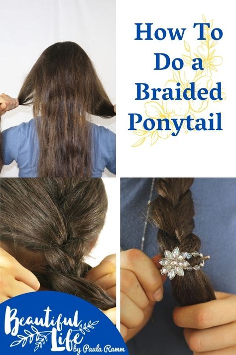 How To Do A Braid On Yourself, Long Hair Braids Easy, Long Braid Ponytail, A Braided Ponytail, Side Braids For Long Hair, Long Braided Ponytail, Braid Your Hair, Hair Step By Step, Everyday Hairstyle