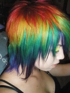 Rainbow dash looks on Pinterest | Rainbow Dash, Rainbow Hair and ... Rainbow Hair Color, Rainbow Makeup, Dyed Hair Inspiration, Pretty Hair Color, Funky Hairstyles, Alternative Hair, Haircut And Color, Scene Hair, Hair Colours