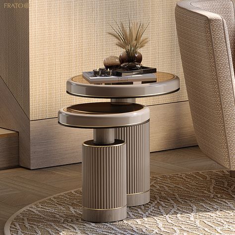 A side table can be a great way to introduce some glamorous materials into your space. For example, the double-volume HAMPTONS features mirrored surfaces that play with the light and fluted pedestals that add texture, while veneer and brushed-brass accents outline its silhouette. Head to the link in bio to see more of this design and other pieces from our new collection. #Design #InteriorDesign #Furniture #InteriorDecor #InteriorStyling #LuxuryHomes #DesignInspiration #Cozy #SideTable #Luxury Side Table Design Living Rooms, Luxury Side Tables In Living Room, Sofa Side Tables, Modern Side Tables, Sofa Side Table Design, Coffee Side Table, Fluted Console Table, Living Room Side Tables, Neo Classic Side Table