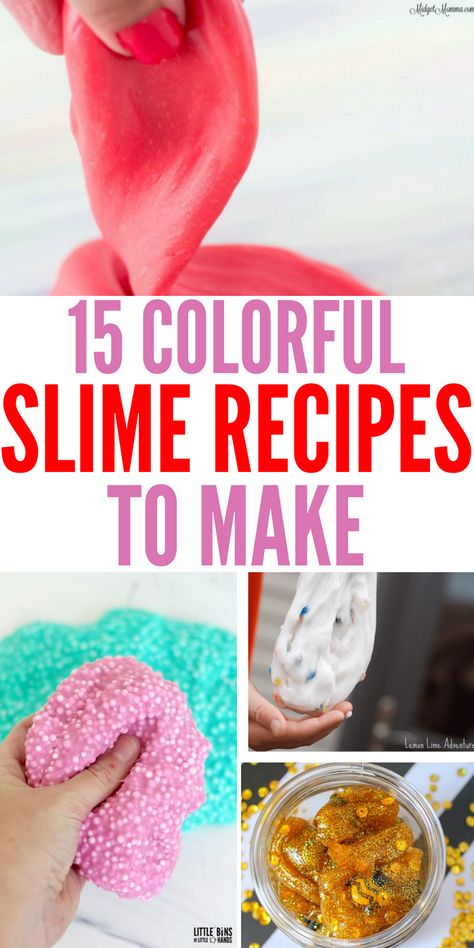 Colorful and Over-The-Top Fun Slime Recipes To Test Out #slime #recipes #diy #crafts #doityourself #colorful #summer #kids #fun #family Slime With No Activator, Easy Diy Slime, Make Slime For Kids, Recipes Step By Step, Fun Slime, Colorful Slime, Homemade Slime Recipe, Slime Making, Camping Activities For Kids