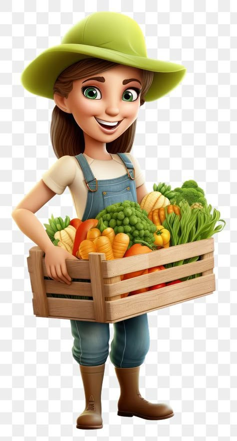 Potato Farming, Cartoon Farmer, Farmer Cartoon, Free Cartoon Characters, Farm Cartoon, Farm Vector, Vegetable Cartoon, Farmer Girl, Vegetable Farming