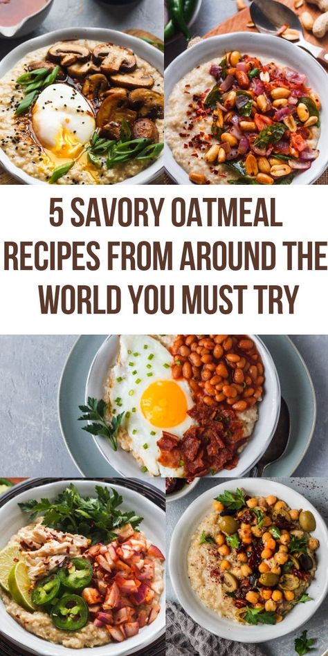 Savory Oatmeal Recipes, Savory Oatmeal, Oatmeal Bowl, Cheap Clean Eating, Breakfast Easy, Recipes From Around The World, Oatmeal Bowls, Healthy Diet Recipes, Savory Breakfast