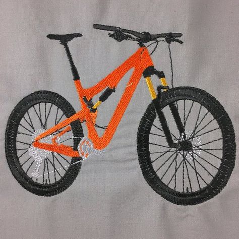 Denim Embroidery, Mountain Biker, Recreational Vehicle, Bike Design, Color 2, Mountain Bike, Cool Drawings, 2 Colours, The Mountain