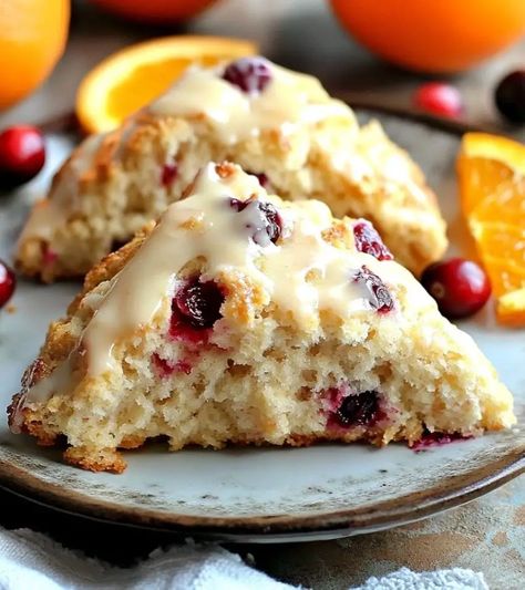 Cranberry Orange Sour Cream Scones | Homemade Recipes Scones With Buttermilk, Scones Video, Cranberry Orange Scones Recipe, Cinnamon Hard Candy, Holiday Fruit Cake, Sour Cream Scones, Orange Scones Recipe, Chocolate Rice Krispies, Pecan Pie Cookies