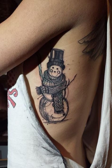 How cute is this snowman tattoo #wintertattoo #snowman Winter Tattoo, Snow Flake Tattoo, Christmas Tattoo, Tree Tattoo Designs, Large Tattoos, White Tattoo, Tree Tattoo, Tattoo Stencils, Meaningful Tattoos