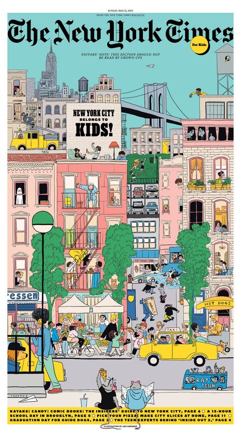 38 Fun Things to Do in New York City According to Kids Who Actually Live There. Illustrated by Javi Aznarez — Dutch Uncle • Artist Management Dutch Uncle, Rhapsody In Blue, To Do In New York, New Yorker Covers, Hollywood Film, Spanish Painters, Cover Illustration, List Of Activities, Community Park