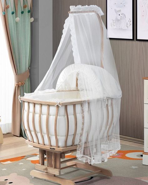 Wood Cradle, Baby Cradle, Nursery Room Inspiration, Baby Room Design, Baby Bassinet, Moses Basket, One Bed, Baby Crib, Baby Cribs