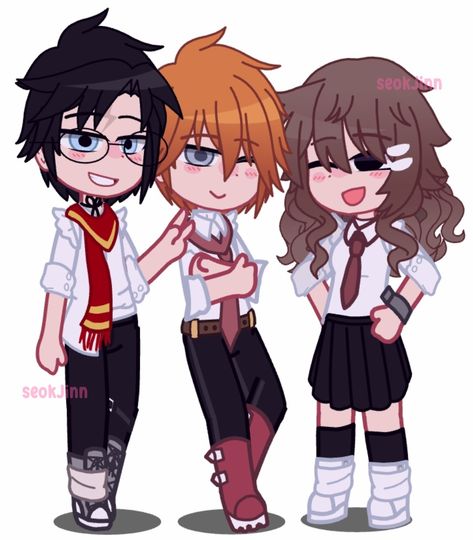 Gacha Club Hogwarts Outfits, Gacha Harry Potter Outfits, Harry Potter Gacha Club Outfits, Gacha Superhero Outfits, Gacha Club Harry Potter, Gacha Harry Potter, Harry Potter Uniform, Harry Ron And Hermione, Hogwarts Uniform