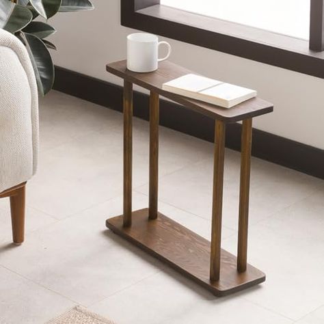 Rectangular Solid Pine Wood Narrow Side Table, Skinny Bedside Table, Small End Table (Dark Walnut, Medium) Very Narrow Nightstand, Bedside Table Narrow, Slim Side Table, Rectangle Side Table, Narrow Bedside Table, Narrow Nightstand, Small End Table, Handy Craft, Narrow Side Table