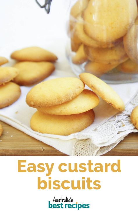 Custard Biscuits, Custard Cookies, Easy Custard, Easy Biscuit Recipe, Custard Desserts, Biscuits Cookies, Dessert Aux Fruits, Biscuits Easy, Custard Recipes