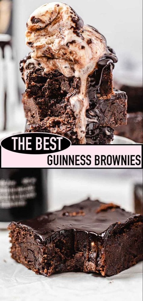 Beer Brownies Recipes, Beer Dessert Recipes, Guiness Brownies, Brownie Types, Beer Desserts, Beer Brownies, Guinness Brownies, Baking With Beer, Beer Dessert