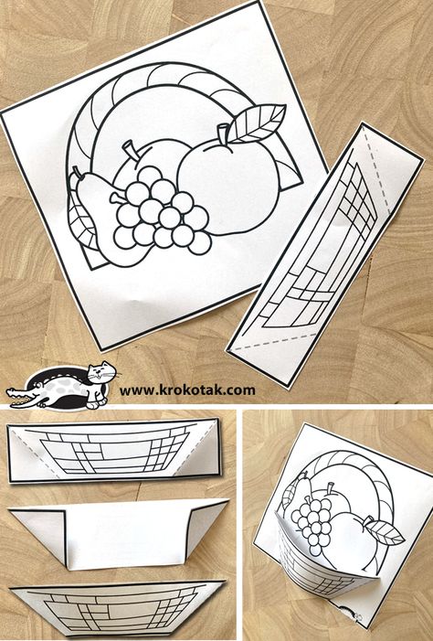 krokotak | Fruit Bowl Paper Craft Food Free Printable, Farmers Market Crafts For Kids, Fruits And Vegetables Arts And Crafts, Vegetable Art And Craft, Vegetable Crafts For Kids, Fruit Basket Art And Craft, Fruits And Vegetables Drawing, Paper Fruits And Vegetables Diy, Fruit Basket Craft